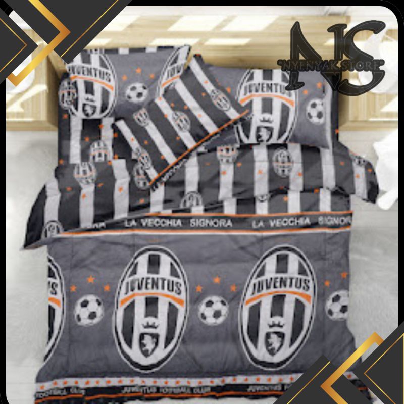 bedcover set motif bola Juventus/sesuai motif foto
