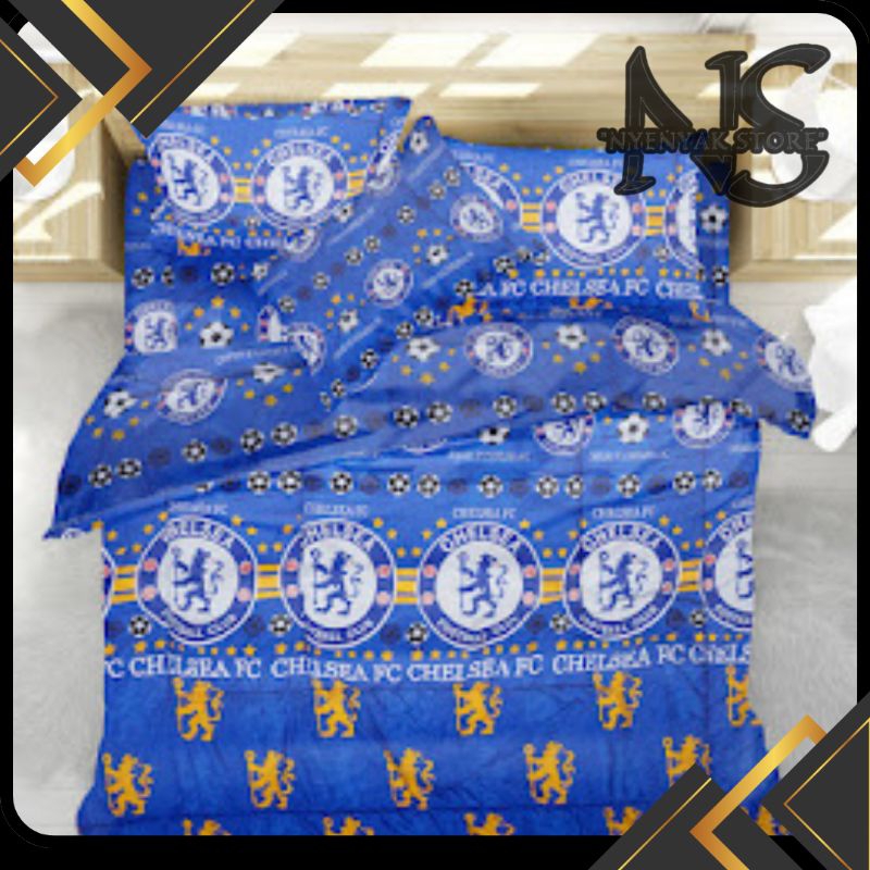 bedcover set motif bola chelsea FC/sesuai motif foto