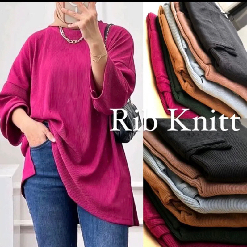 KAOS KNIT OVERSIZE LD 130 JUMBO / KAOS OVERSIZE WANITA RIB KNIT RAJUT MELAR OVERSIZE LD 100-130CM
