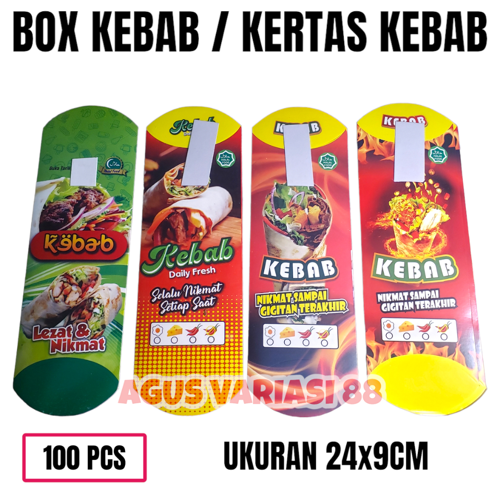 

100 LEMBAR KERTAS KEBAB TARIKAN UKURAN 24 x 9 CM HIGT QUALITY KOTAK DUS
