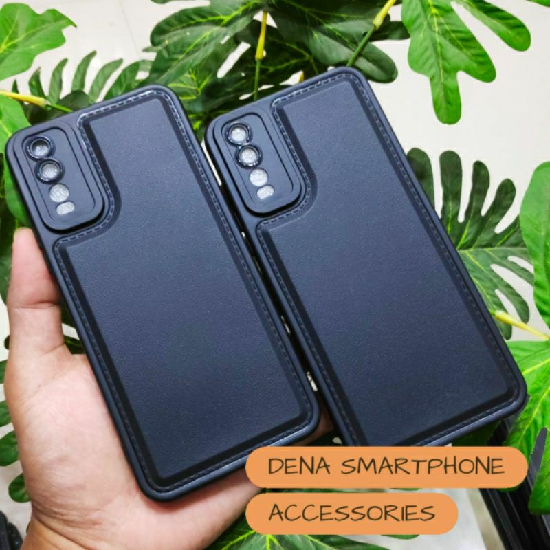 Soft Case Vivo Y20 Y20S Y20i Vivo Y12S Black Leather Cover Case