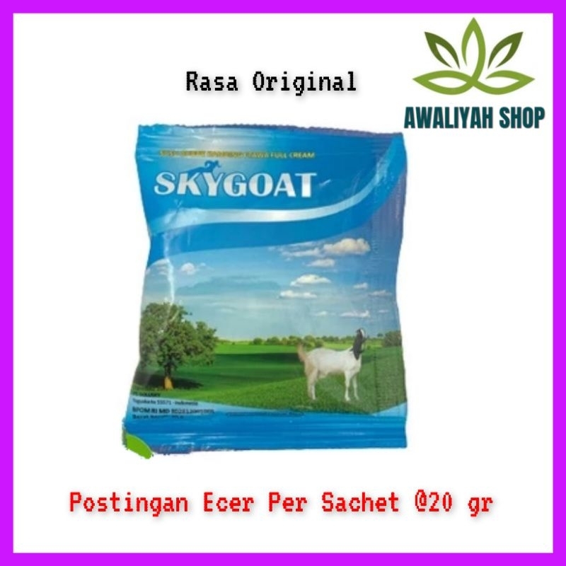 

Susu Kambing Etawa Bubuk Skygoat | Per Sachet @20 Gram | Rasa Original & Rasa Coklat