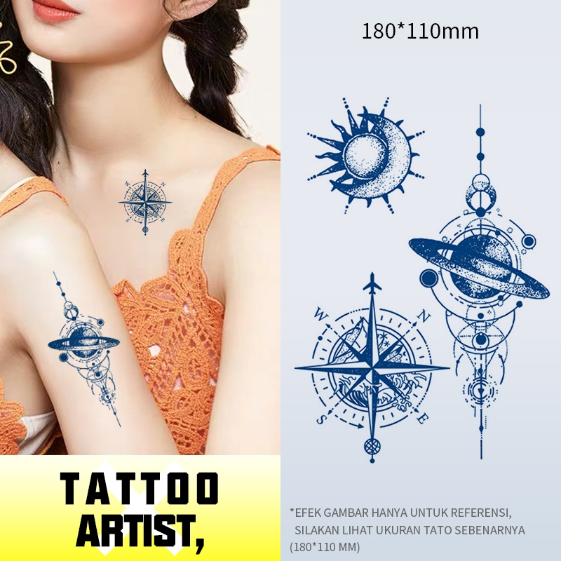 tato, tatto,tato temporer,pola matahari&bulan, pola planet dan pola bintang,bali paper ink, tahan 15