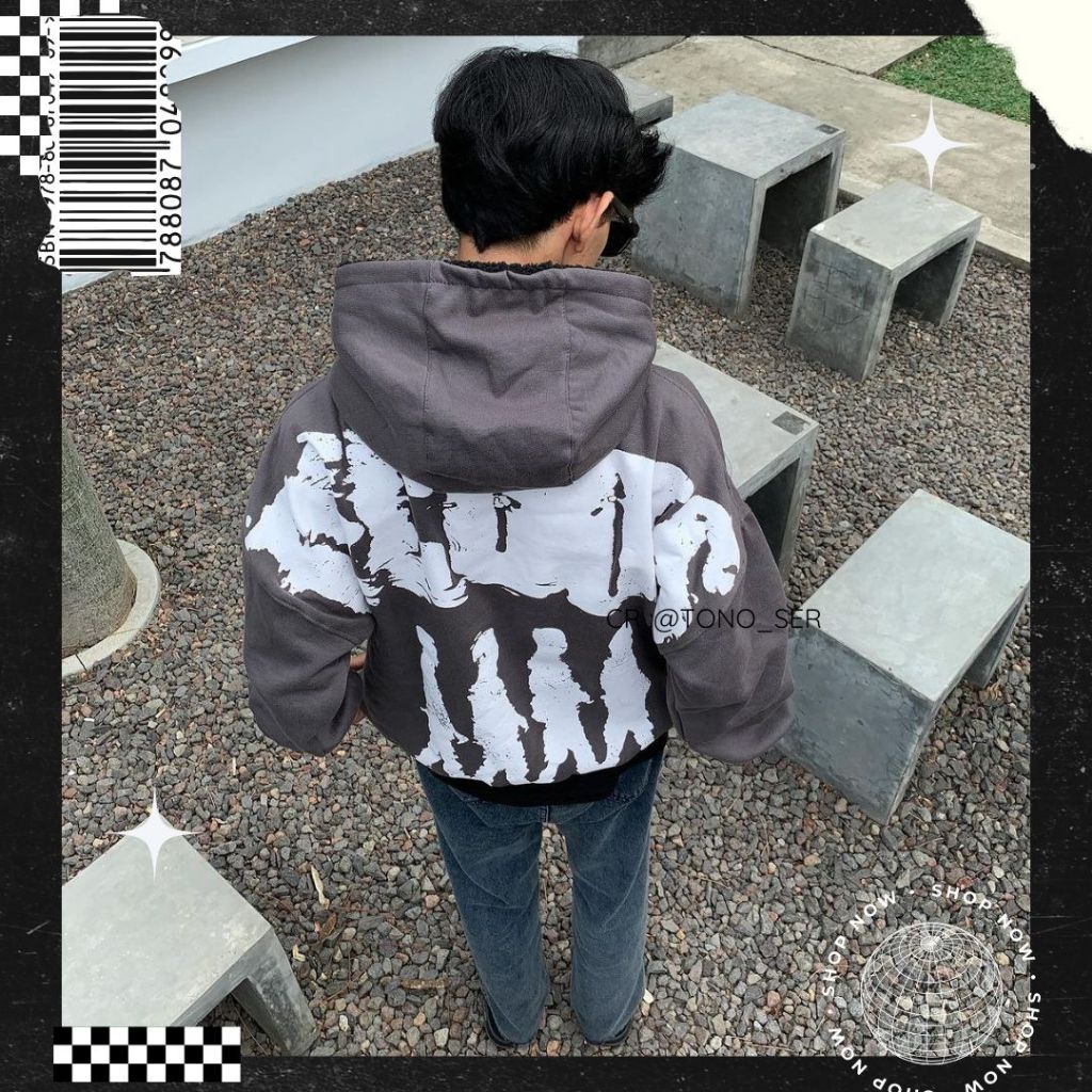 BRTWL - HOODIE BOXY OVERSIZE - DECODES DARK l  FULL PRINT STREET WEAR STYLE ORIGINAL BRTWL TERLARIS