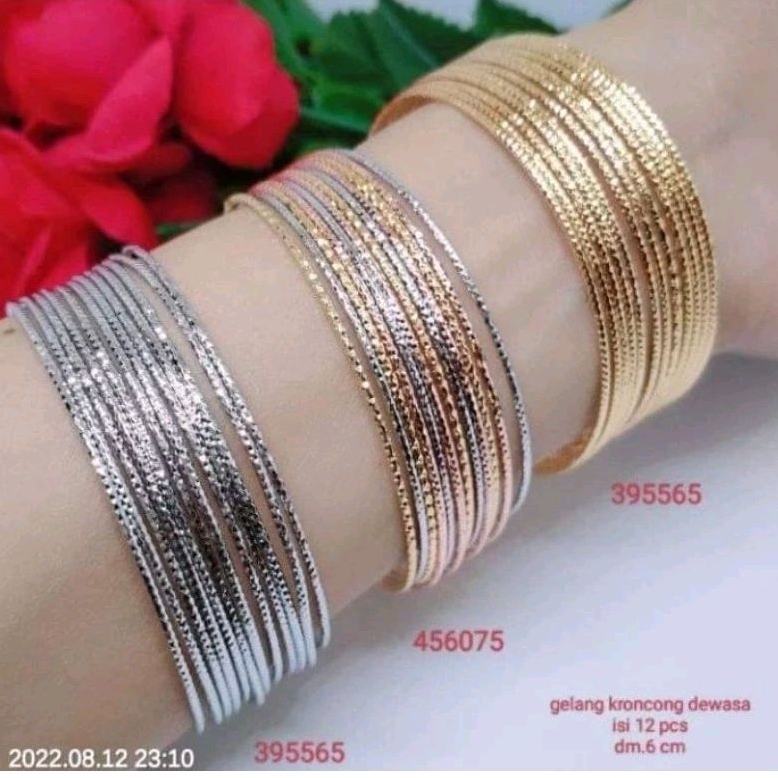 gelang kroncong dewasa titanium premium lapis emas rodium