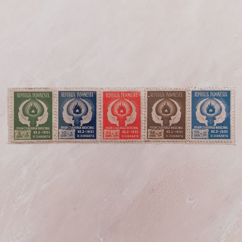 

(AB) Perangko Indonesia 1951 PON Ke II Set Lengkap 5pcs Mint