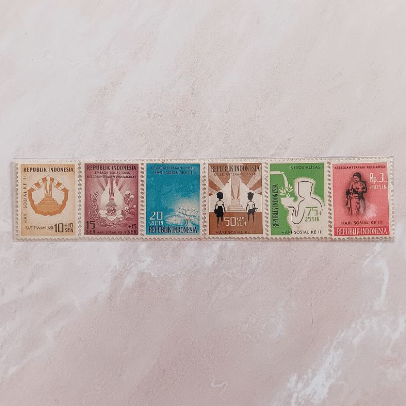 

(AB) Perangko Indonesia 1960 Hari Sosial Ke III Set Lengkap 6pcs Mint