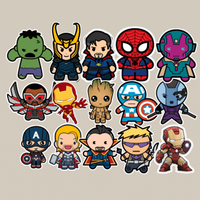 

STICKER PACK MARVEL CHIBI | AVENGERS STICKER | SPIDERMAN IRONMAN THOR LOKI HULK