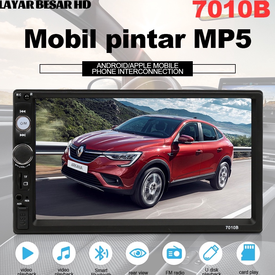 QEW Head Unit DHD 71B Radio Mobil HD Mirrorlink Mobil MP5 Multimedia Player Layar Sentuh Stereo HD d