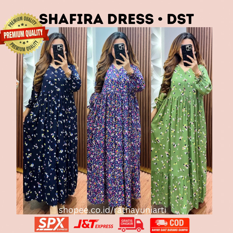 SHAFIRA DRESS DST COLLECTION - midi dress DST gamis dst collection midi dress gamis rayon twill prem