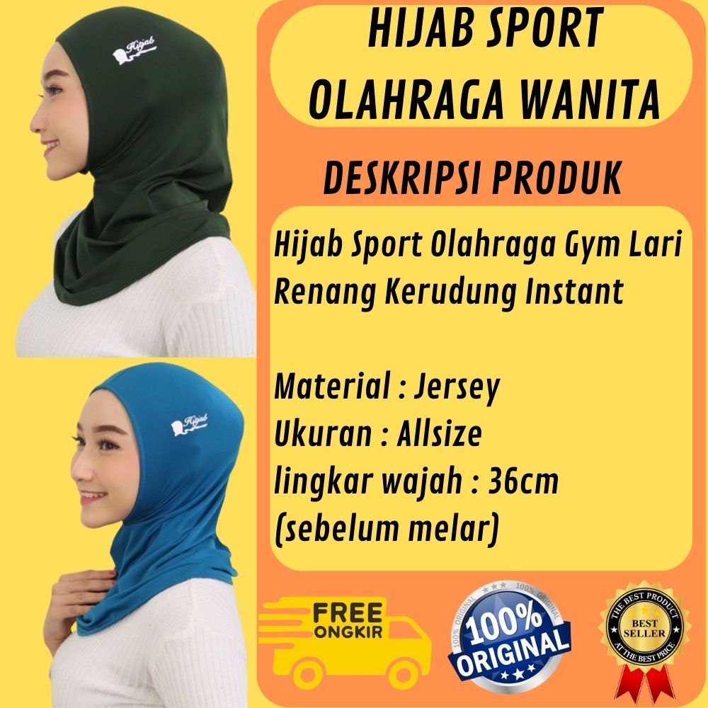 Hijab Sport Olahraga Gym Lari Renang Kerudung Instant