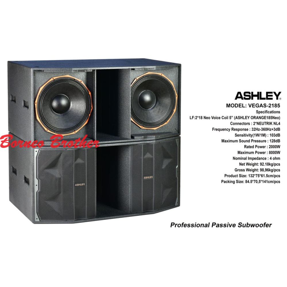 Ashley VEGAS-2185 Original Subwoofer Pasif 2x18" 8000 Watt Neodymium