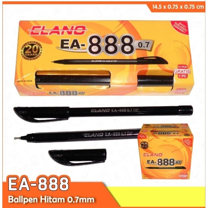

Pena Ballpoint/ Pulpen Elano EA-888 0.7mm Hitam (12+1pcs)
