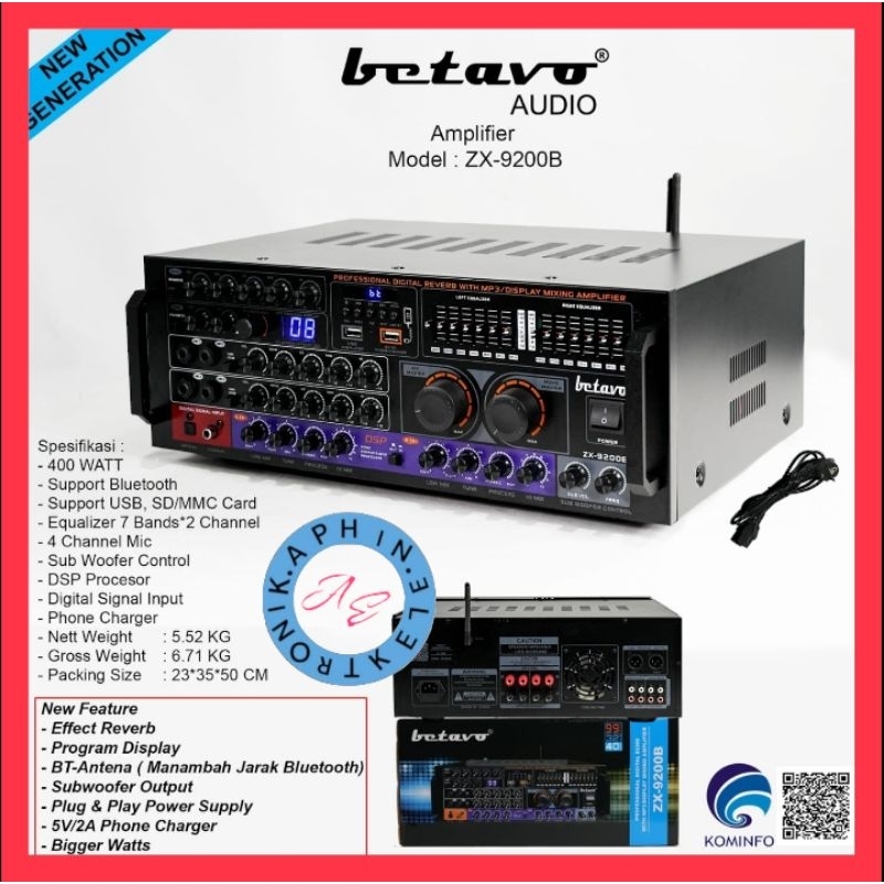 Ampli BETAVO ZX-9200B Amplifier BETAVO Bluetooth ORIGINAL