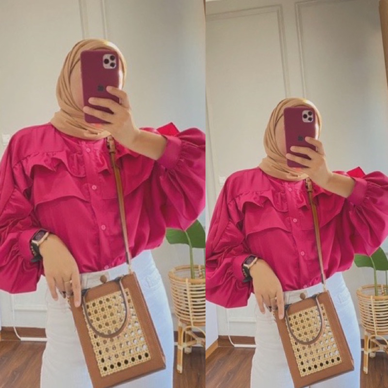 •GWN OFFICIAL• GEYA BLOUSE KAMEJA RUFFLE KOREA TERMURAH  | KAMEJA LUCU UNIK REMPEL | KAMEJA WANITA R