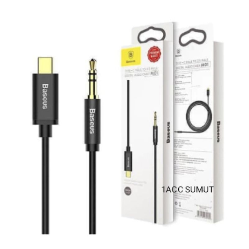 BASEUS ORIGINAL M01 YIVEN TIPE C MALE TO 3.5 MM MALE KABEL JACK AUDIO CONVERTER KABEL TIPE C