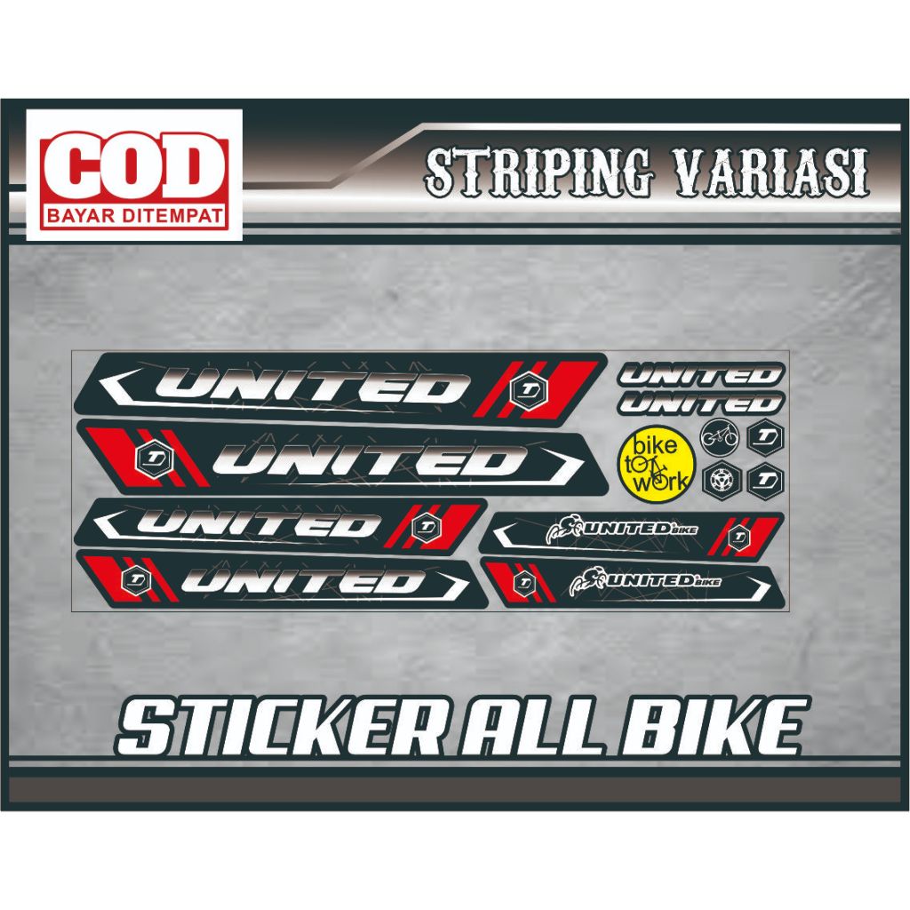 stiker all sepeda/ stiker bmx /striping lis motif united / striping united stiker sepeda variasi str