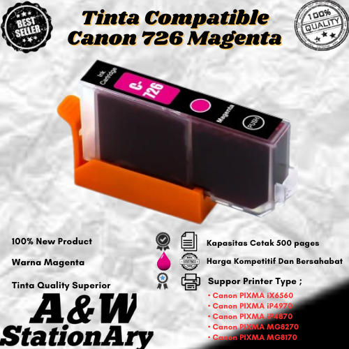 Tinta Catridge Compatible Canon CLI 726 Magenta For iX6560, iP4870, iP4970