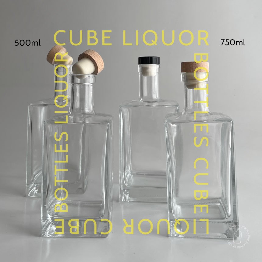 Botol kaca - The Cube Liquor Glass Bottle -  Botol Liquor
