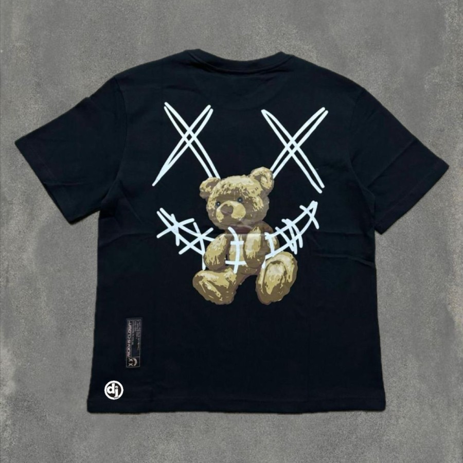 Ricky Is Clown Teddy Bear Smiley Tee Black