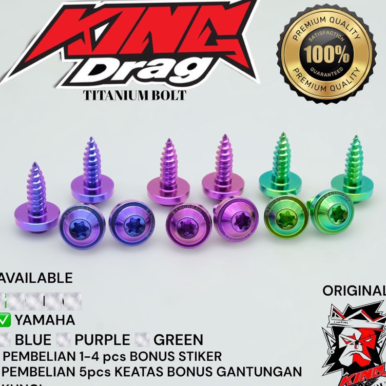gL baut TITANIUM BOLT harga SATUAN body bodi motor YAMAHA nmax aerox lexi vixion xmax scoopy semua j