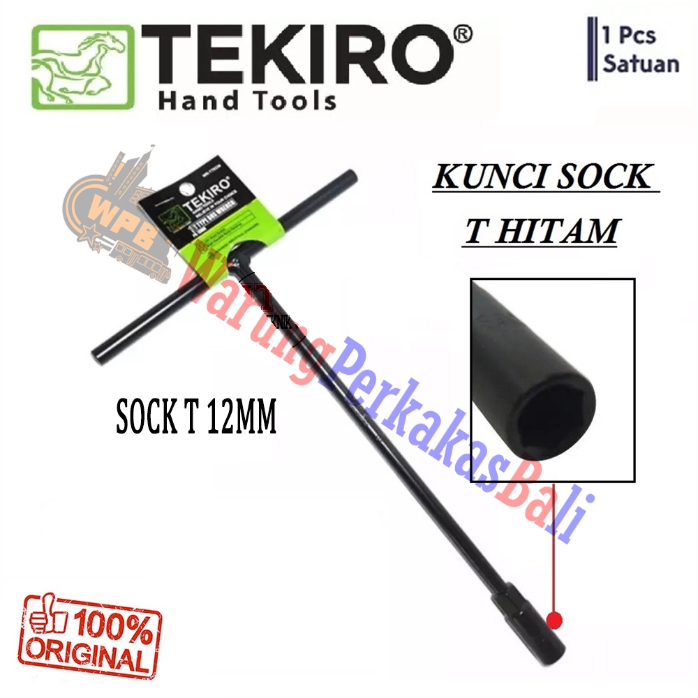 TEKIRO Kunci T 12mm Socket Sok T-Type Wrench 12 mm Kunci Sok T 12mm Panjang Hitam