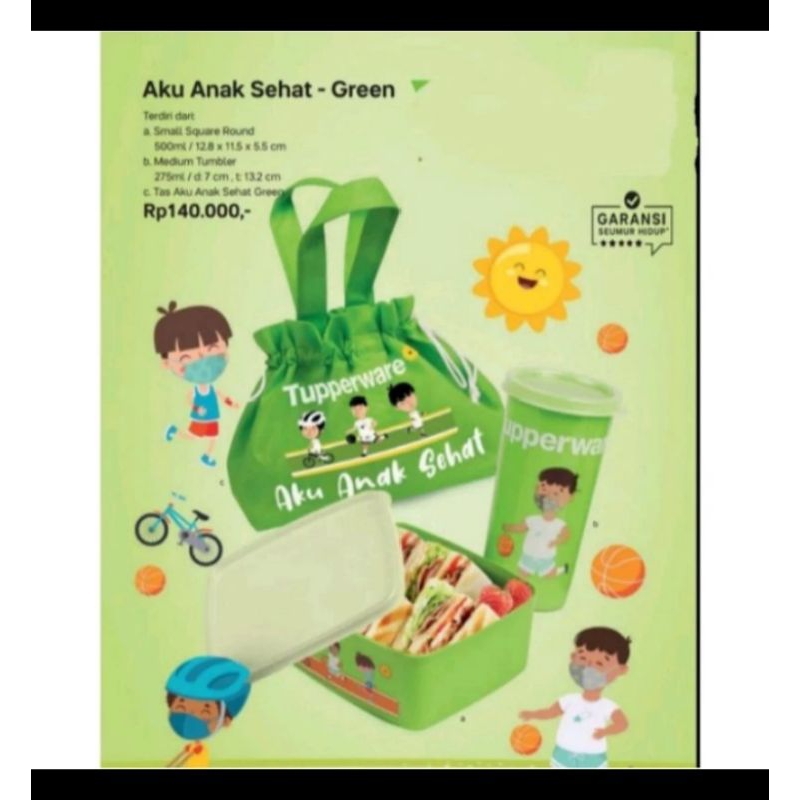tupperware aku anak sehat / paket tempat makan tupperware anak karakter