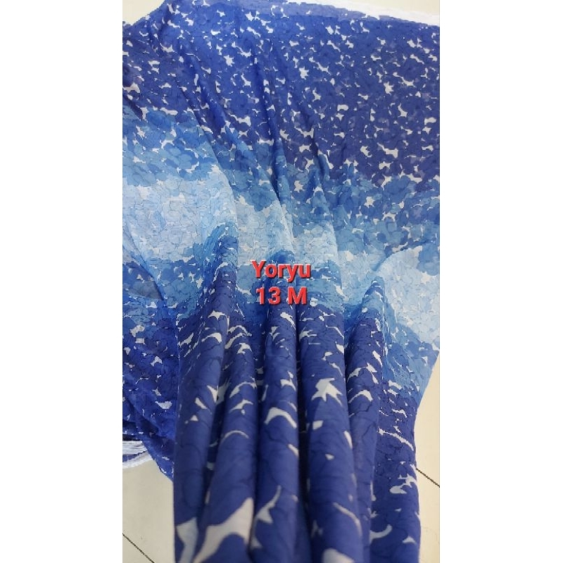 Kain chiffon ceruti printing/bahan sifon ceruty motif harga per 50cm