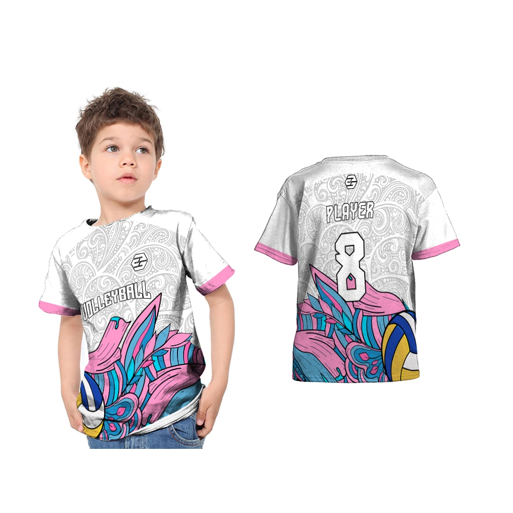 Baju Kaos Tshirt Jersey Anak Voli Volleyball 2024 Art 04 Full Printing Custom