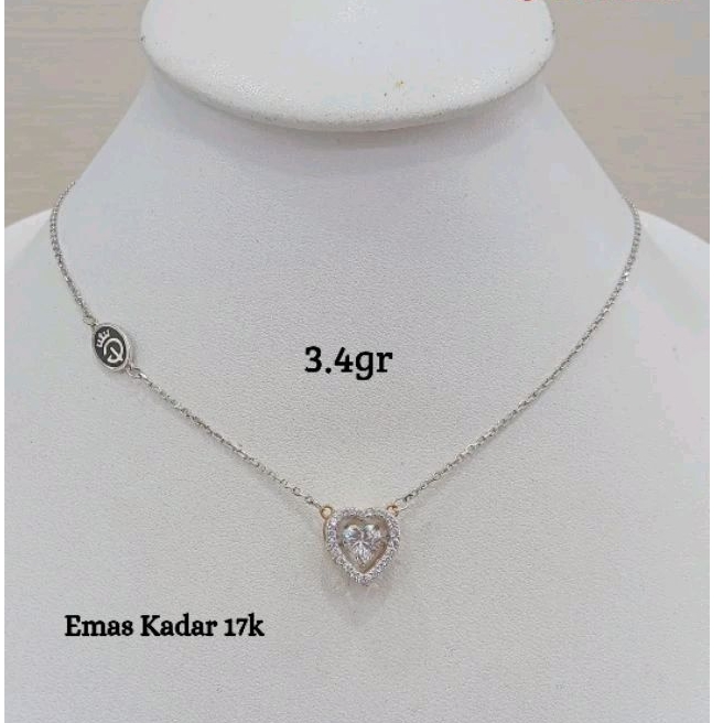kalung rantai emas tua liontin hati dancing stone