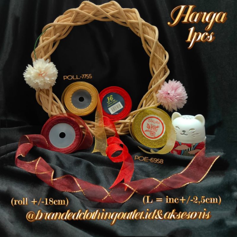 

PITA METALIK 1INCH (-+/2.5CM) / PITA GLITTER EMAS / PITA ORGANDI LIST GOLD / POL775558