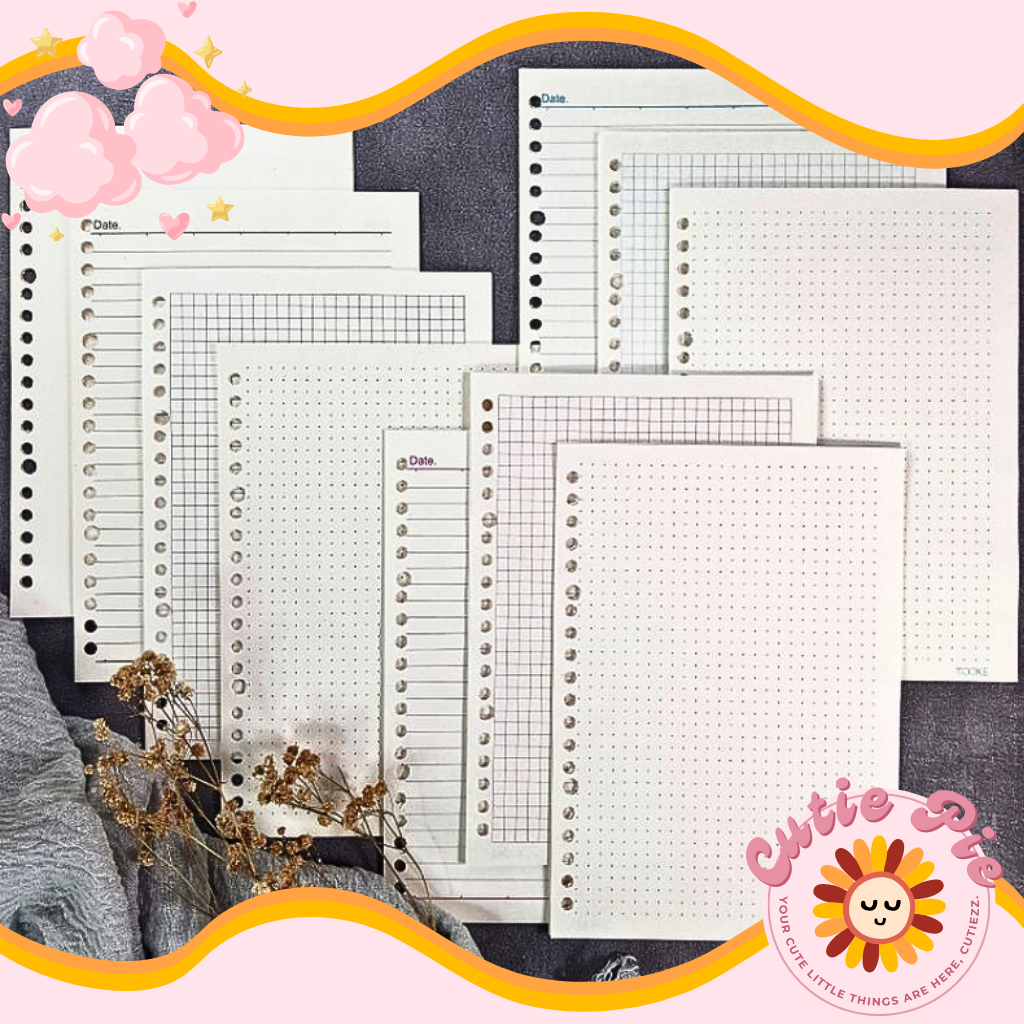 

REFILL LOOSE LEAF ISI KERTAS BINDER LEMBARAN UKURAN A5 20 RING 72 GSM WARNA CREAM PUTIH GADING GARIS HITAM PINK BIRU ISI 25 DAN 50 LEMBAR