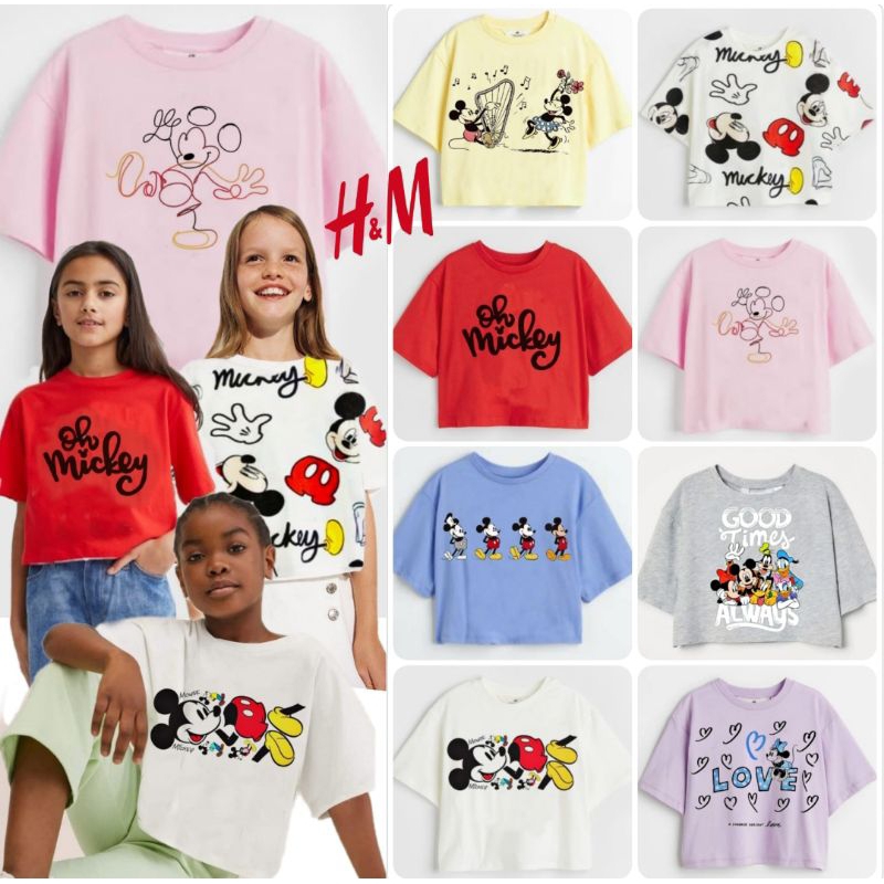 Kaos crop anak perempuan HM size 5-14 tahun