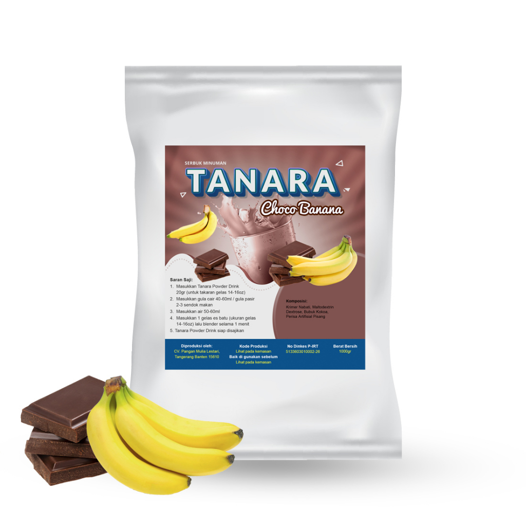 

Bubuk Choco Banana Mix Gula 1kg - Serbuk Minuman Cokelat Coklat Premium Bubble Drink Milkshake Ice Blend - Tanara Powder