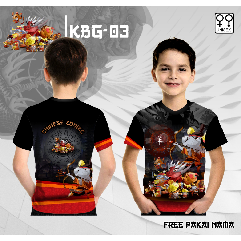 Jersey imlek shio kambing baju anak chinese zodiac kaos all shio