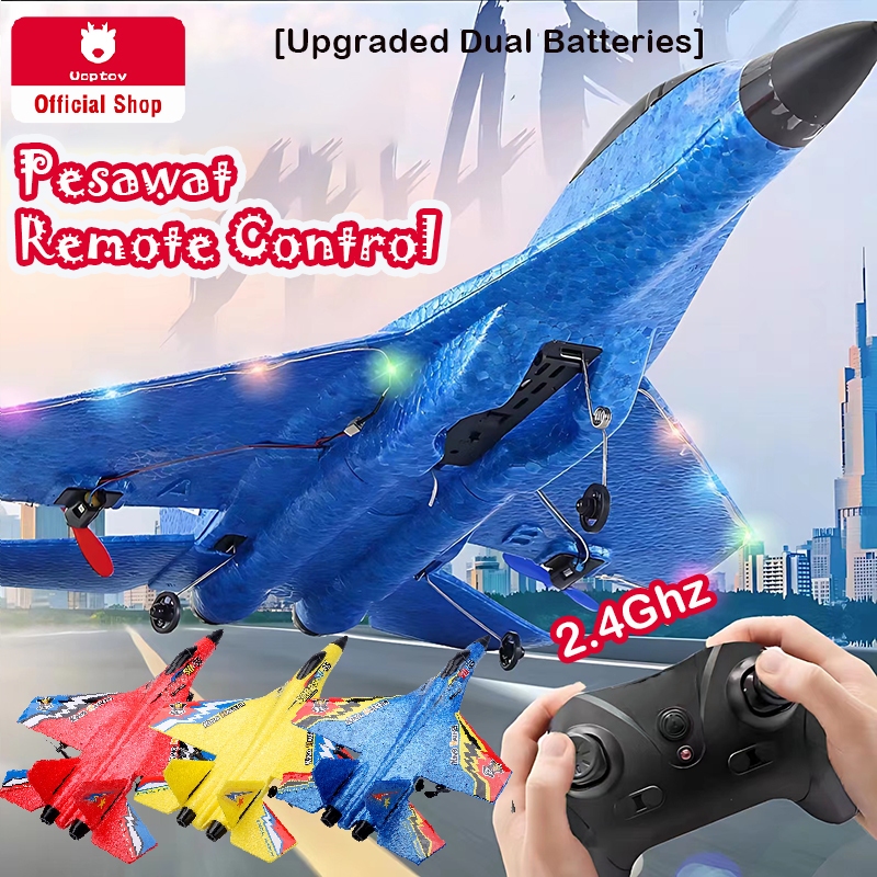 Uoptoy Mainan Pesawat Remote Control Pesawat RC LED Pesawat Glider Airplane Foam 2.4Ghz Pesawat Airp