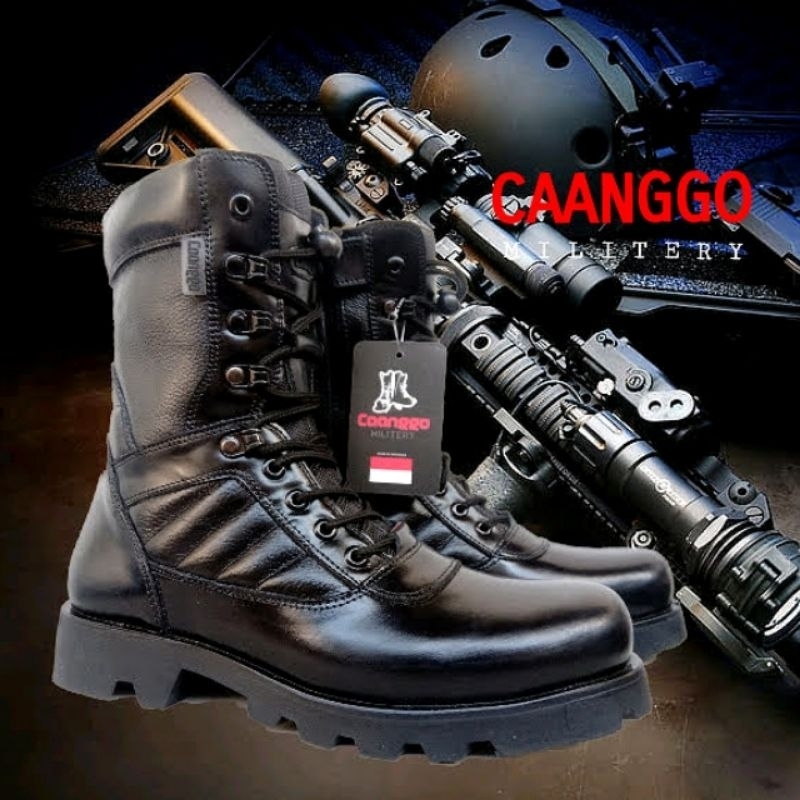 Sepatu Pdl TNI AD AU AL Pdl Polri Caanggo Rider Boot Radial Kulit Asli