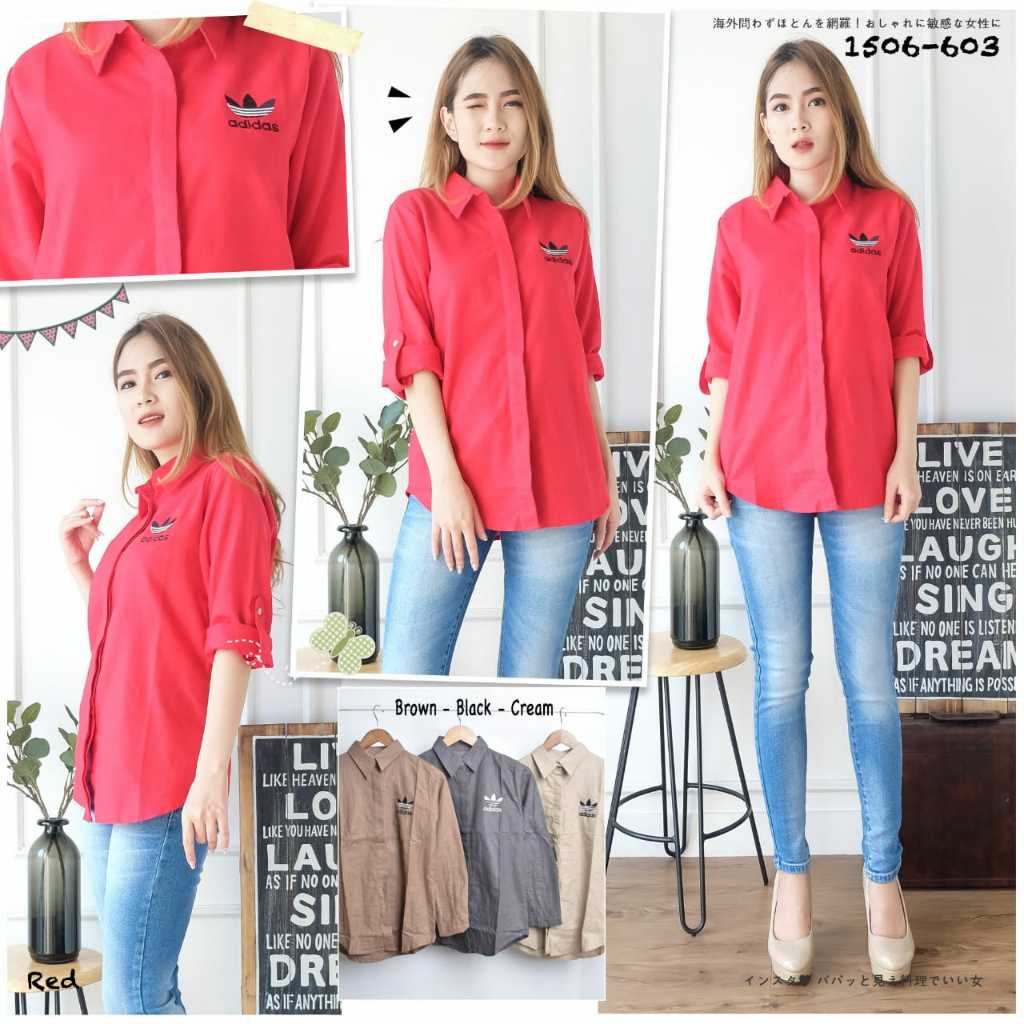 Kemeja Fashion Import Adidas [OBRAL SALE] Kemeja basic wanita