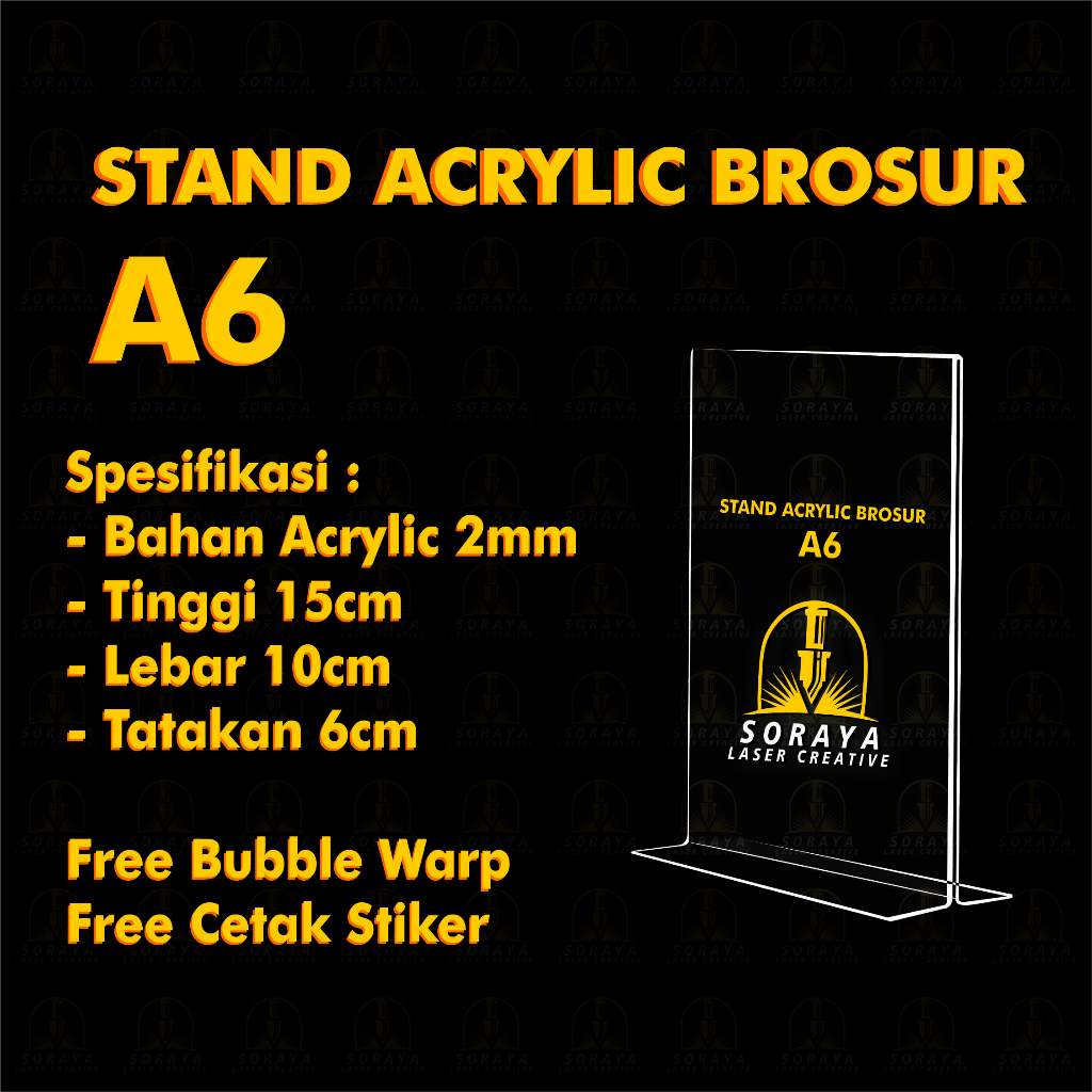 

Akrilik Tempat Brosur A6 / Acrylic Tent Card Holder Stand / Qris Stand / Tempat Kertas 2 sisi A6 Type-T Portrait Tegak Berdiri