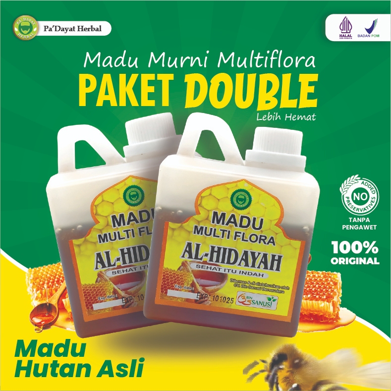 

[PAKET HEMAT DOUBLE] Madu Multiflora/Madu Hutan Asli /Madu Al Hidayah / Madu Kesehatan / isi 500ml/PA'DAYAT HERBAL