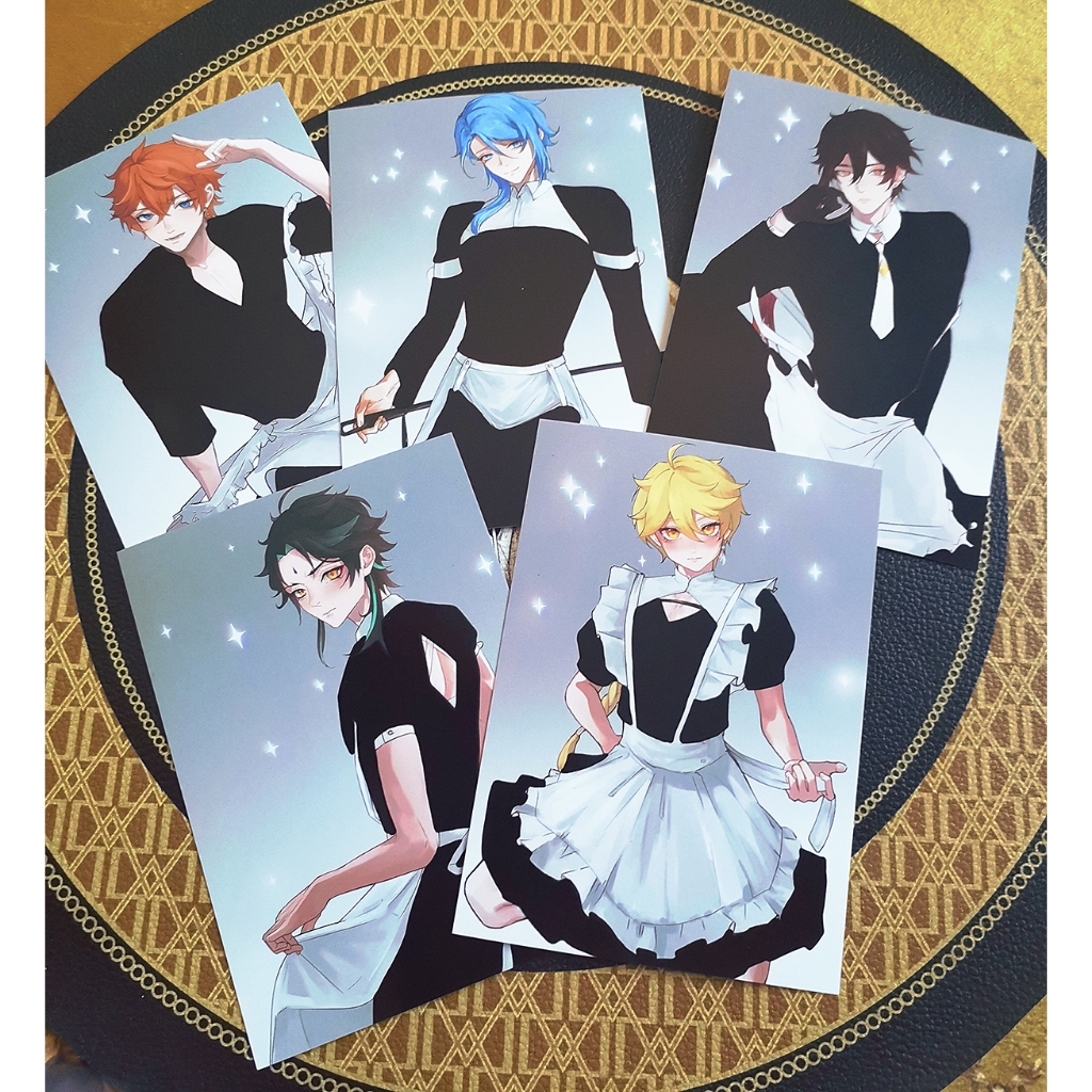 [MAGIC WARM POSTCARD] Genshin Impact Zhongli Childe Tartaglia Fanmade Version Heat Temperature Therm