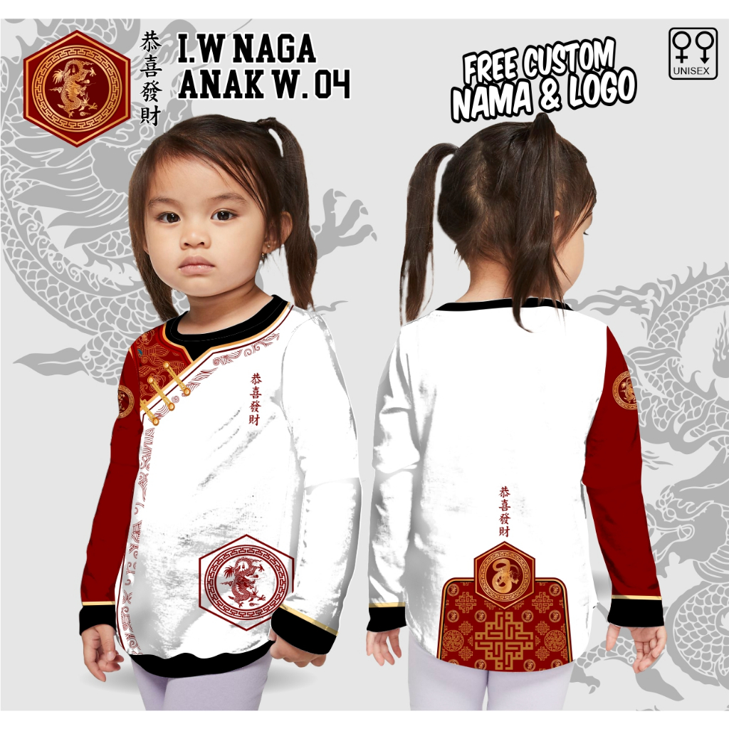 baju imlek anak shio naga jersey imlek shio naga lengan panjang kaos imlek wanita kaos naga lengan p
