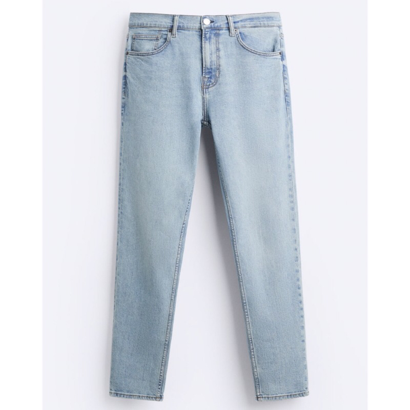 ZARA Men Slim Fit Jeans Celana Panjang Denim Pria Light Blue
