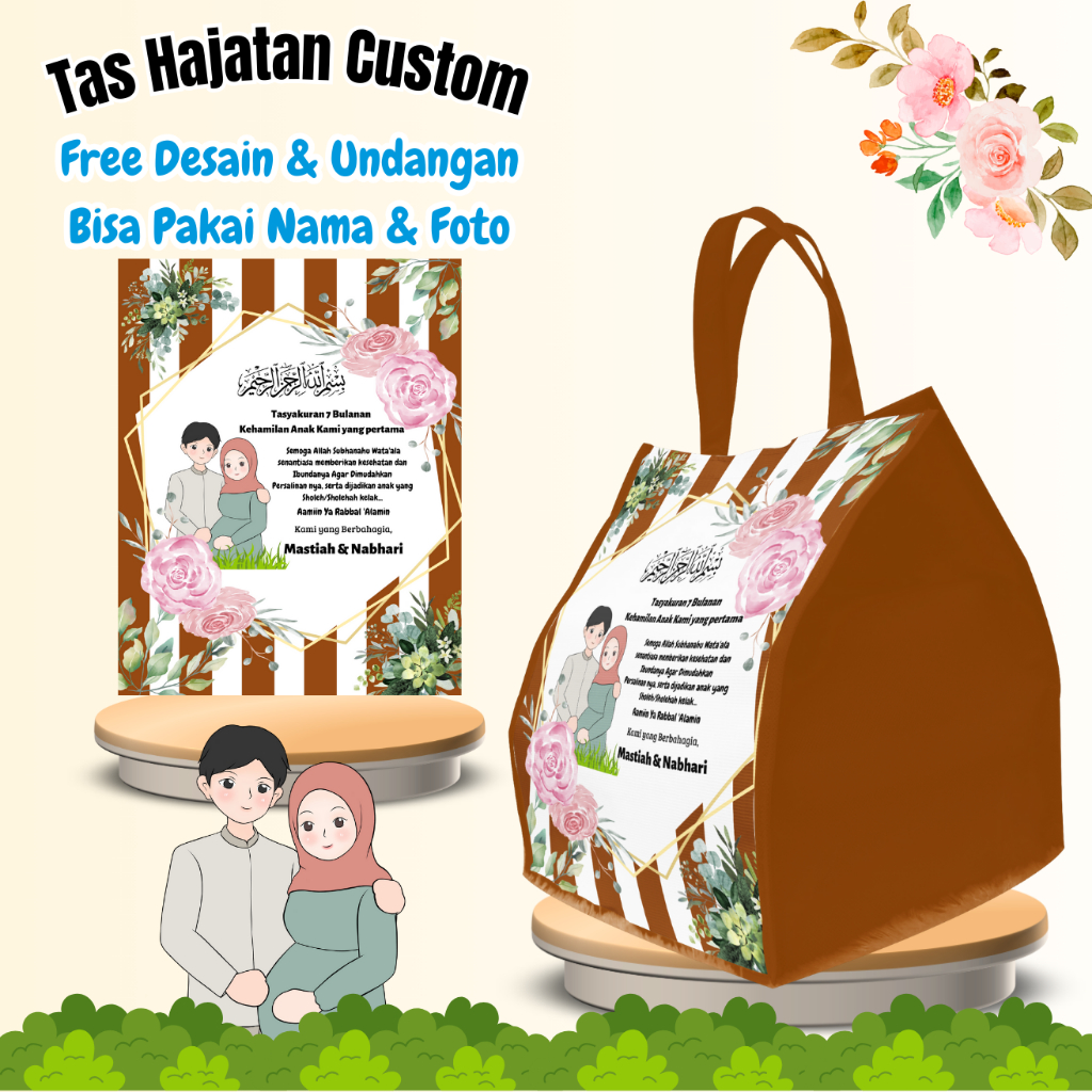 150 Pcs Tas Tasyakuran 7 Bulanan Kehamilan Aqiqah Mengenang Wafat Custom Desain Muat Box Hajatan