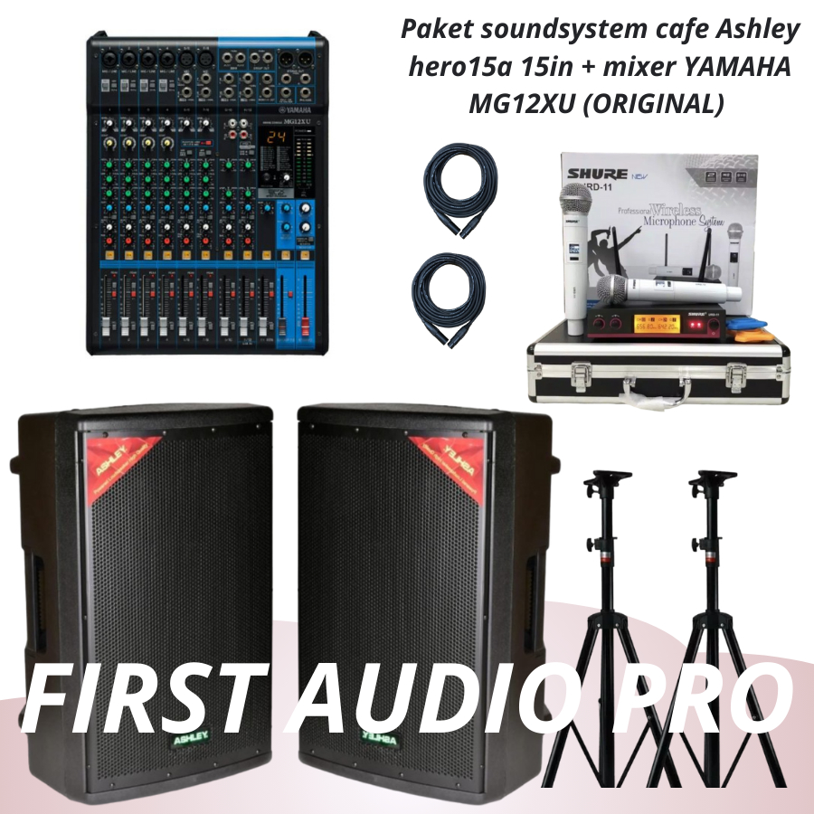 Paket 10 soundsystem cafe Ashley hero15a 15in + mixer YAMAHA MG12XU Original