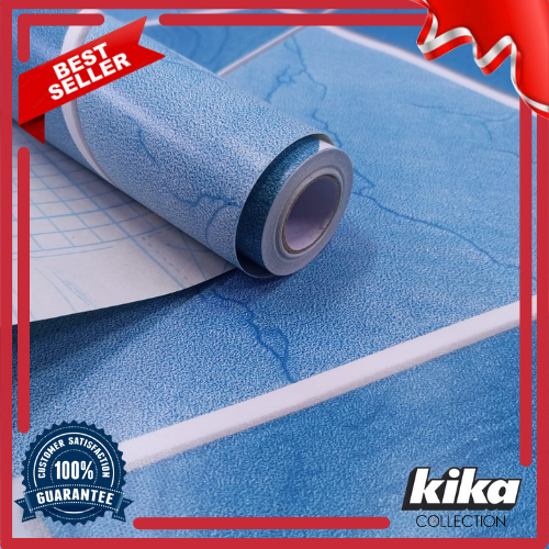 Wallpaper Dinding Motif 3D 45cm x 5m 3D Keramik Biru Wallpaper Sticker Wallstiker Wallpaper Sticker 