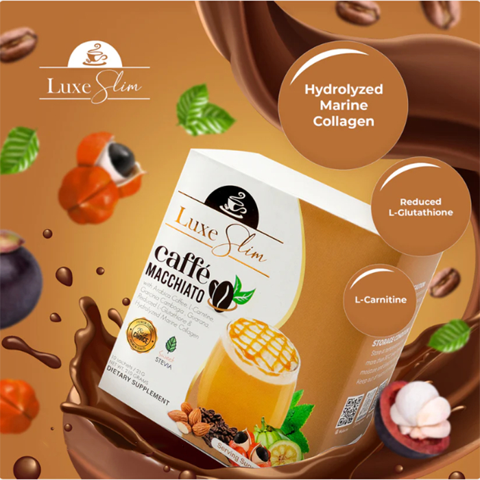 

LUXE SLIM CAFFE MACCHIATO Minuman penurun berat badan Kopi pemutih kulit