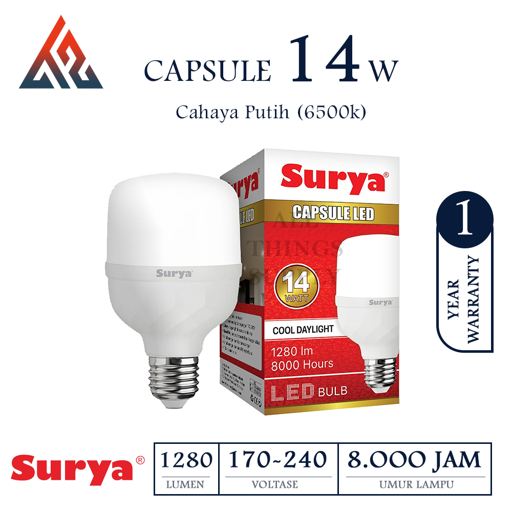 Surya Capsule Lampu Bohlam LED 14W Bulb CDL 14 Watt 14Watt - Putih