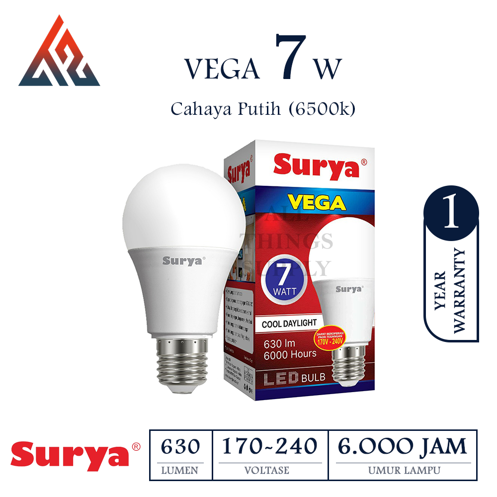 Surya Vega Lampu Bohlam LED 7W Bulb CDL 7 Watt 7Watt - Putih