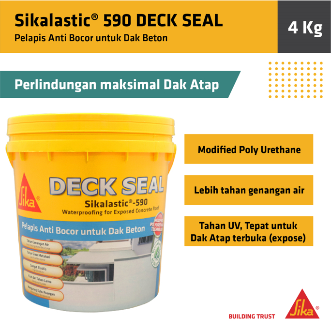 Sika - Deck Seal Sikalastic 590 Waterproofing Pelapis Anti Bocor Atap & Dak Beton 4Kg